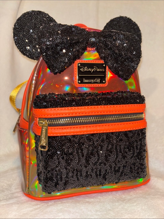 Disney Parks Loungefly Minnie Halloween Sequin Mini Backpack NWT